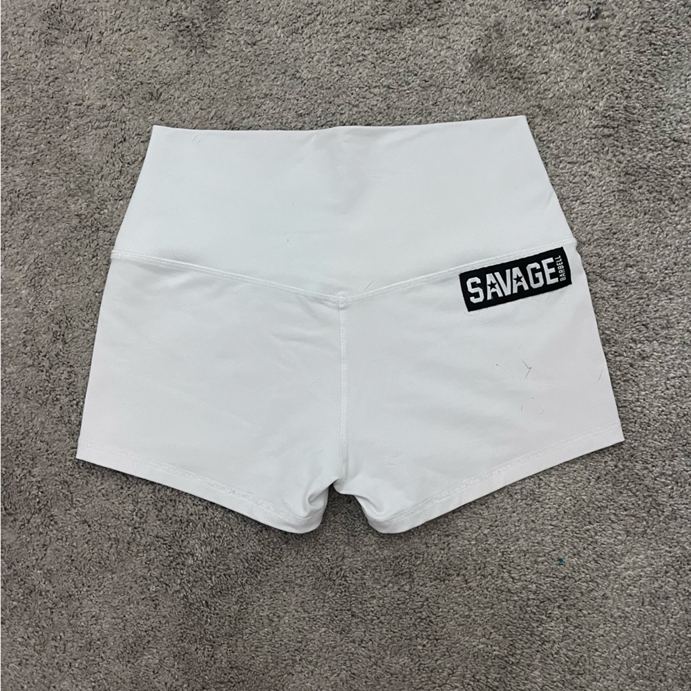 Savage Barbell white high waisted shorts medium